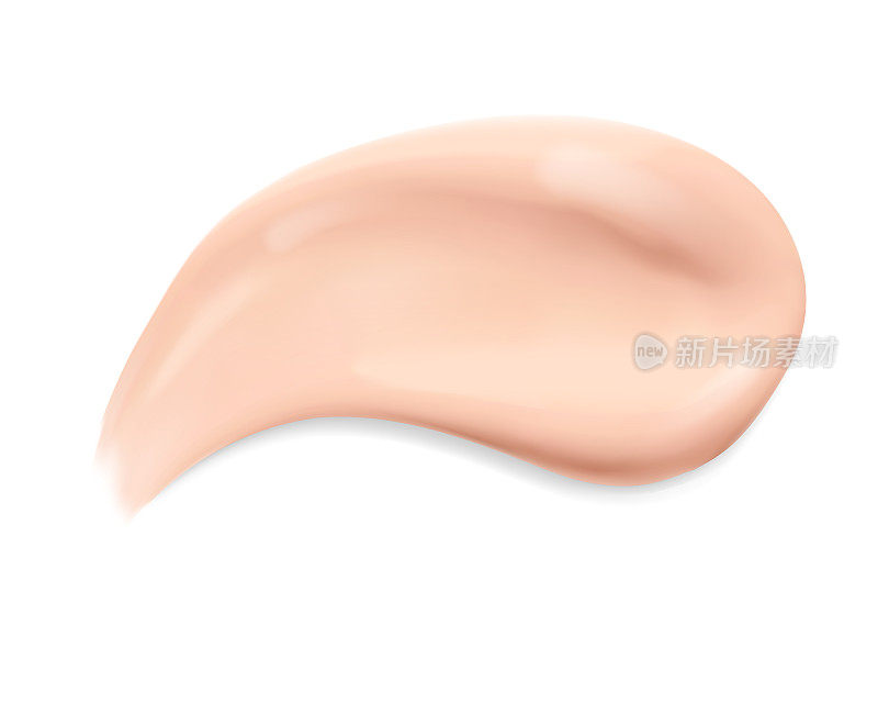 Brown cream texture for make up. Realistic cosmetic liquid foundation smear. Beige make up concealer swatch isolated on white background. Vector illustration of beauty product smudge